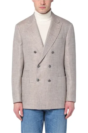 Brunello Cucinelli Jassen, Heren, Grijs, L, Dubbelbreasted jas