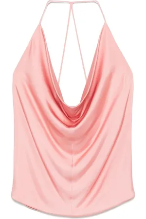 Tom Ford Tops, Dames, Roze, S, Roze Halternek Mouwloze Gedrapeerde Top