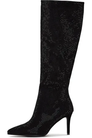CESARE GASPARI Schoenen, Dames, Zwart, 36 EU, Leer, Jewel Stiletto Kniehoge Laarzen Mili - Zwart