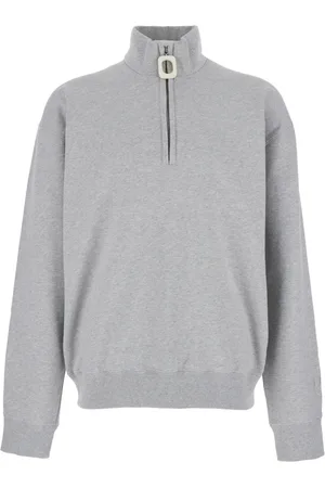 J.W.Anderson Sweatshirts & Hoodies, Heren, Grijs, S, Katoen, Grijze hoge hals sweatshirt met logo borduurwerk