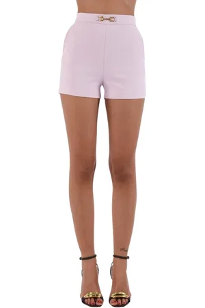 Elisabetta Franchi Korte broeken, Dames, Roze, 2Xl, Polyester, Crêpe shorts met gouden details