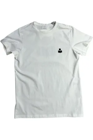 Isabel Marant Tops, Heren, Wit, M, Katoen, Ecru Katoenen T-shirt met Korte Mouwen