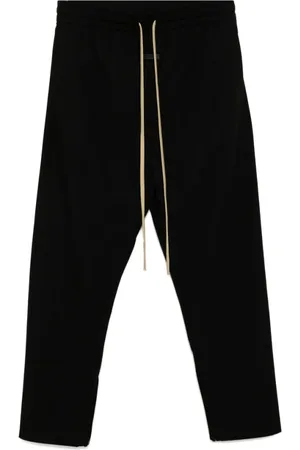 FEAR OF GOD Broeken, Heren, Zwart, L, Zwart Elastische Trekkoord Tailleband Logo Patch