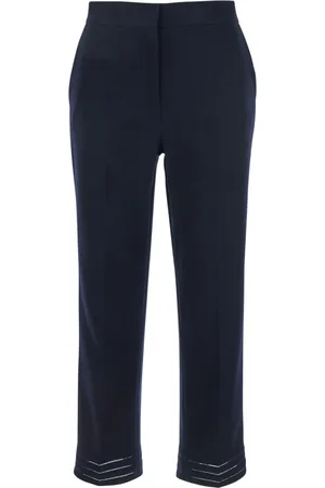 Twin-Set Broeken, Dames, Blauw, L, Blauwe broek met logoplaquette en stofdetail