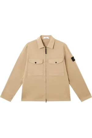 Stone Island Jassen, Heren, , L, Katoen, Stretch Cotton Satin Overshirt