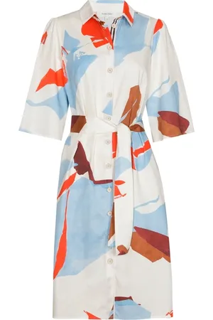 Marie Méro Kleedjes, Dames, Veelkleurig, M, Katoen, Fris Print Katoenen Jurk