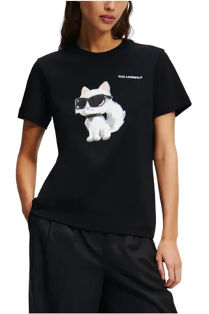 Karl Lagerfeld Tops, Dames, Zwart, S, T-shirt Ikon Aquarelle