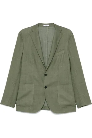 Boglioli Jassen, Heren, Groen, XL, Wol, Wollen blend jas met externe zakken