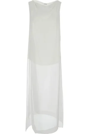 P.A.R.O.S.H. Kleedjes, Dames, Wit, S, Zijden Mouwloze Witte Blouse met Ventilatie