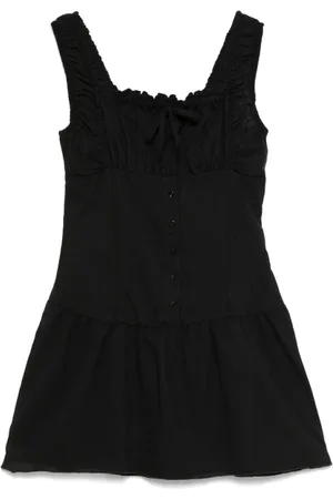 Frankies Bikinis Kleedjes, Dames, Zwart, M, Zwarte Mouwloze Jurk met Vierkante Hals
