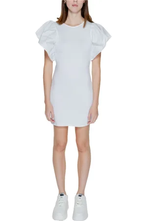 ONLY Kleedjes, Dames, Wit, S, Katoen, Midi Jurk Lente/Zomer Collectie