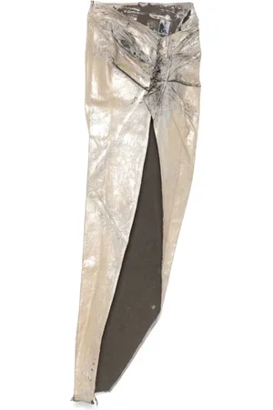 Rick Owens Rokken, Dames, Geel, M, Donkere Schaduw Rok met Goudkleurige Details