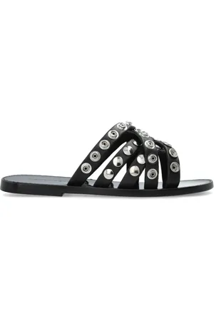 Dsquared2 Schoenen, Heren, Zwart, 40 EU, Leer, Leren slippers met studs