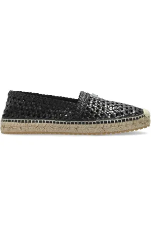 Dolce & Gabbana Schoenen, Heren, Zwart, 42 EU, Leer, Espadrilles met logoplaatje