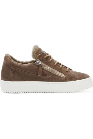 Giuseppe Zanotti Schoenen, Dames, Bruin, 37 EU, Leer, Elegante Bruine Gesloten Platte Sneakers