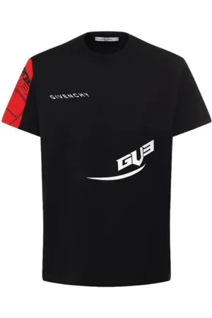 Givenchy Tops, Heren, Zwart, S, Katoen, Logo Bedrukt T-shirt in Zwart