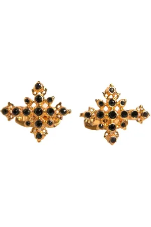 Dolce & Gabbana Accessoires, Heren, Geel, ONE Size, Gouden Kruis Kristal Manchetknopen