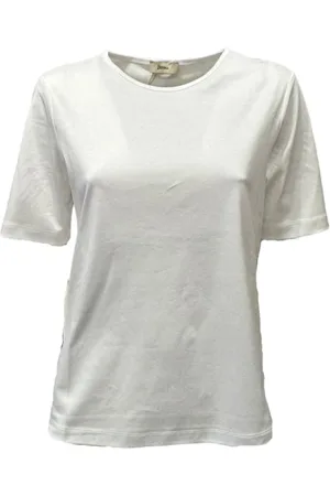 HERNO Tops, Dames, Wit, L, Katoen, Casual T-shirt met ronde hals