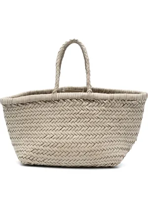 Dragon Diffusion Tassen, Dames, , ONE Size, Leer, Grijze Leren Geweven Cirkel Handtas
