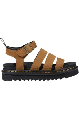 Dr. Martens Schoenen, Dames, , 39 EU, Leren Sandalen met Gesp en Rubberen Zool