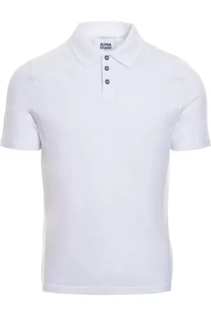 ALPHA STUDIO Tops, Heren, Wit, L, Katoen, Klassieke Polo Shirt Korte Mouwen