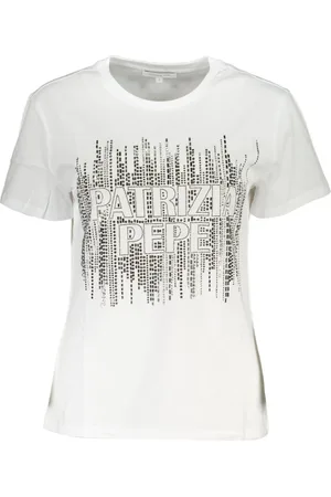 Patrizia Pepe Tops, Dames, Wit, S, Korte Mouw T-Shirt Wit Vrouwen Contrast Logo