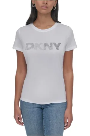 DKNY Tops, Dames, Wit, M, Katoen, Gemengd versierd T-shirt