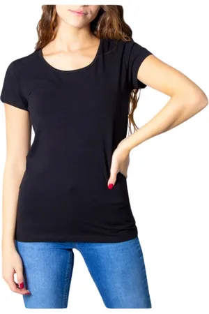 ONLY Tops, Dames, Zwart, XS, Zwarte Ronde Hals Dames T-shirt