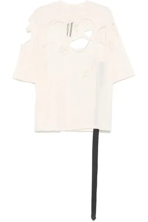 Rick Owens Tops, Dames, , ONE Size, Versleten Crew Neck T-shirt Dark Shadow