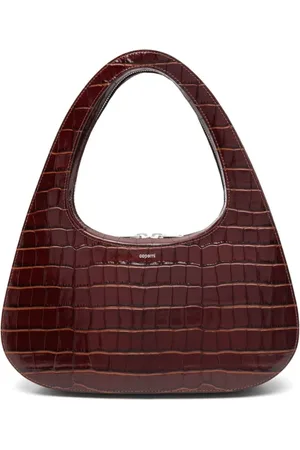 COPERNI Tassen, Dames, Bruin, ONE Size, Satijn, Bruine Krokodileffect Uitgesneden Handvat Tas