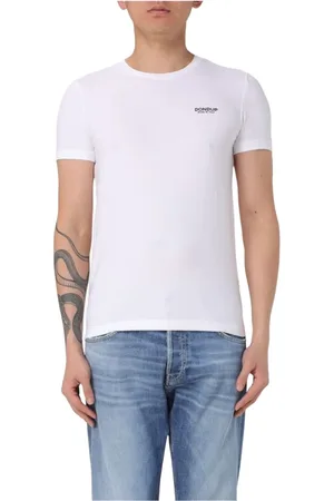 Dondup Tops, Heren, Wit, 2Xl, Katoen, Stretch Katoenen Jersey T-shirt met Borstlogo