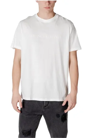 Armani Exchange Tops, Heren, Wit, S, Katoen, Witte Katoenen T-shirt Ronde Hals