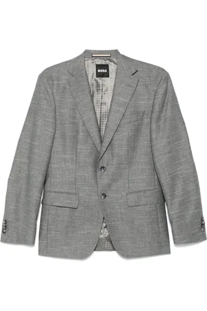 HUGO BOSS Jassen, Heren, Grijs, L, Wol, Slim Fit Wollen Blazer