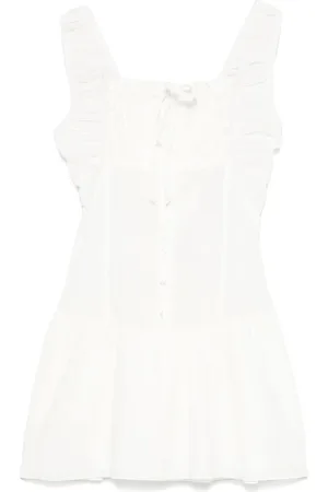 Frankies Bikinis Kleedjes, Dames, Wit, L, Witte Mouwloze Jurk met Vierkante Hals