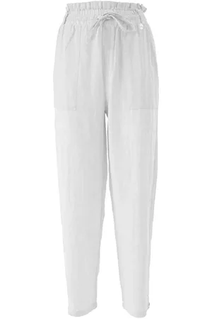 YES ZEE BY ESSENZA Broeken, Dames, Wit, M, Linnen, Linnenmix Elastische Taillebroek