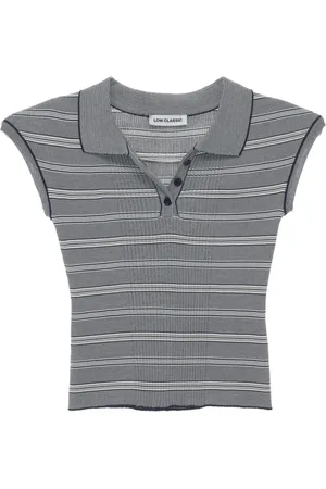 Low Classic Truien, Dames, Grijs, S, Blauw Gestreepte Polotrui