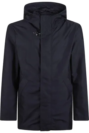FAY Jassen, Heren, Blauw, M, Nylon, Blauwe Nylon Hoodie met Iconische Haak