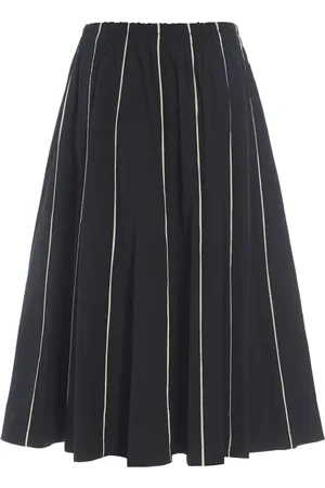 Bitte Kai Rand Rokken, Dames, Zwart, M, Katoen, Gestreepte Poplin Rok Zwart/Ivoor Piping