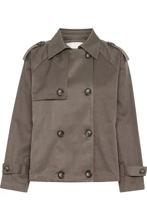My Essential Wardrobe Mantels, Dames, Bruin, L, Katoen, Bruine Trenchcoat met Brede Kraag