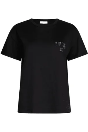 Liu Jo Tops, Dames, Zwart, S, Katoen, Katoenen Jersey T-shirt met Strass Logo