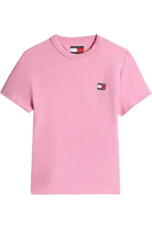 Tommy Hilfiger Tops, Dames, Roze, M, Katoen, Casual Reg Badge T-shirt