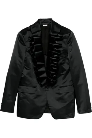 Comme des Garçons Jassen, Heren, Zwart, L, Leer, Dynamische Ruffle Blazer