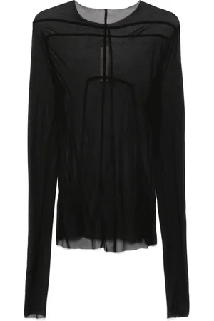 Rick Owens Tops, Heren, Zwart, L, Zwarte Crew Neck Longsleeve T-shirt