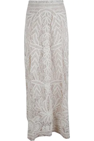 P.A.R.O.S.H. Rokken, Dames, , S, Kanten Maxi Rok in Ecru