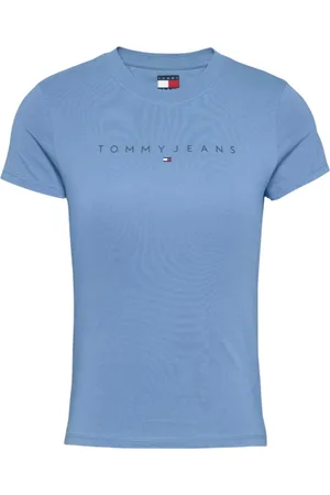 Tommy Hilfiger Tops, Dames, Blauw, L, Katoen, Lichtblauw Katoenen T-shirt