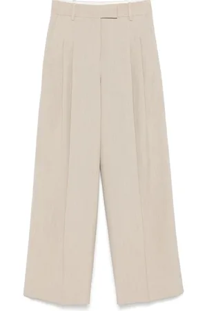 By Malene Birger Broeken, Dames, Wit, S, Beige Broek met Verborgen Voorsluiting