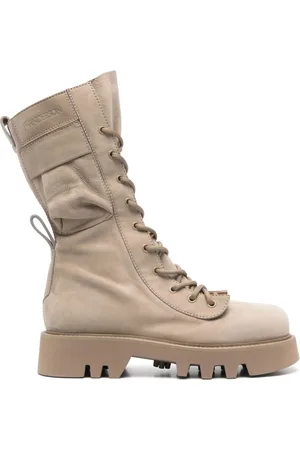 J.W.Anderson Schoenen, Dames, , 36 EU, Taupe Veterschoenen met Rubberen Zool