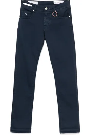 sartoria tramarossa Broeken, Heren, Blauw, W40, Navy Blauwe Klassieke Knoop Jeans