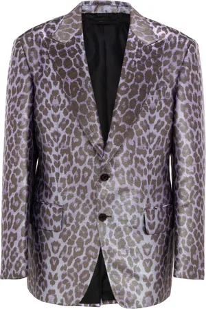 Tom Ford Jassen, Heren, Paars, L, Polyester, Paarse glanzende single-breasted jas