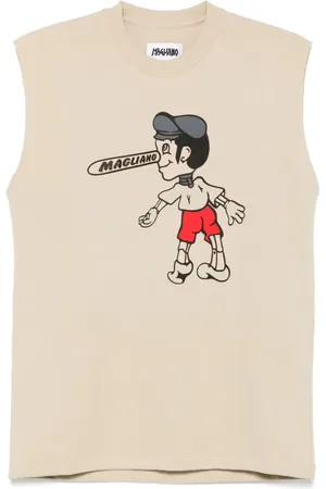 MAGLIANO Tops, Heren, , M, Logo Print Cartoon Sleeveless T-shirt